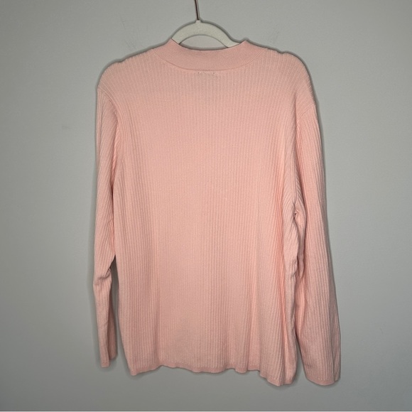 Talbots Peach Ribbed Mock Neck Blouse with Gold Buttons Size 3X NWT Neutral - Picture 11 of 12